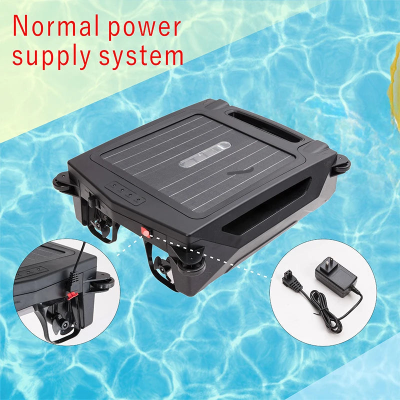 Pool Skimmer Robot 5000mAh Solar Powered Automatic Surface Cleaner with App Control – Black