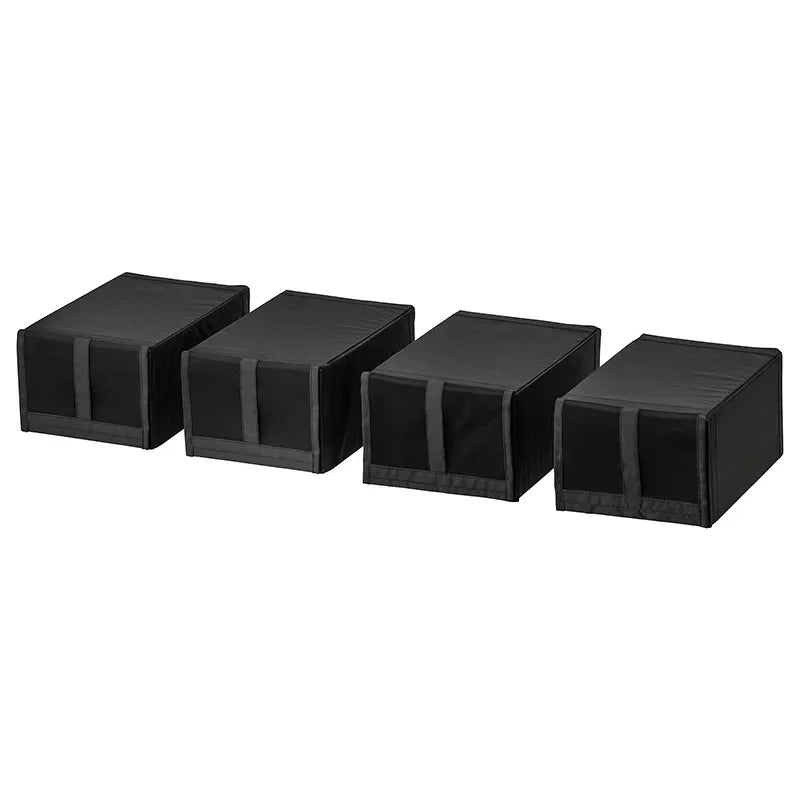 Shoe Storage Box 18L Foldable Stackable Canvas Organiser - Black