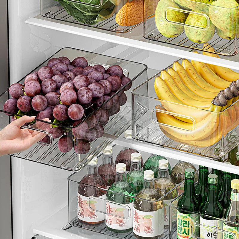 Fridge Organizer Stackable Clear Food Storage Bin with Handles