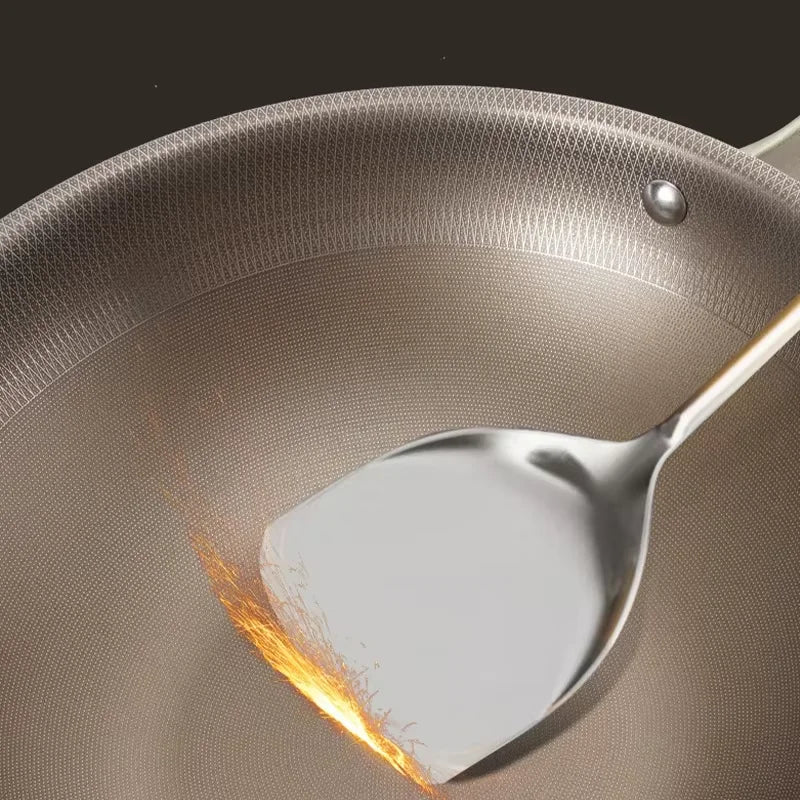 Frying Pan 32cm Stainless Steel Titanium Wok Induction and Gas Compatible