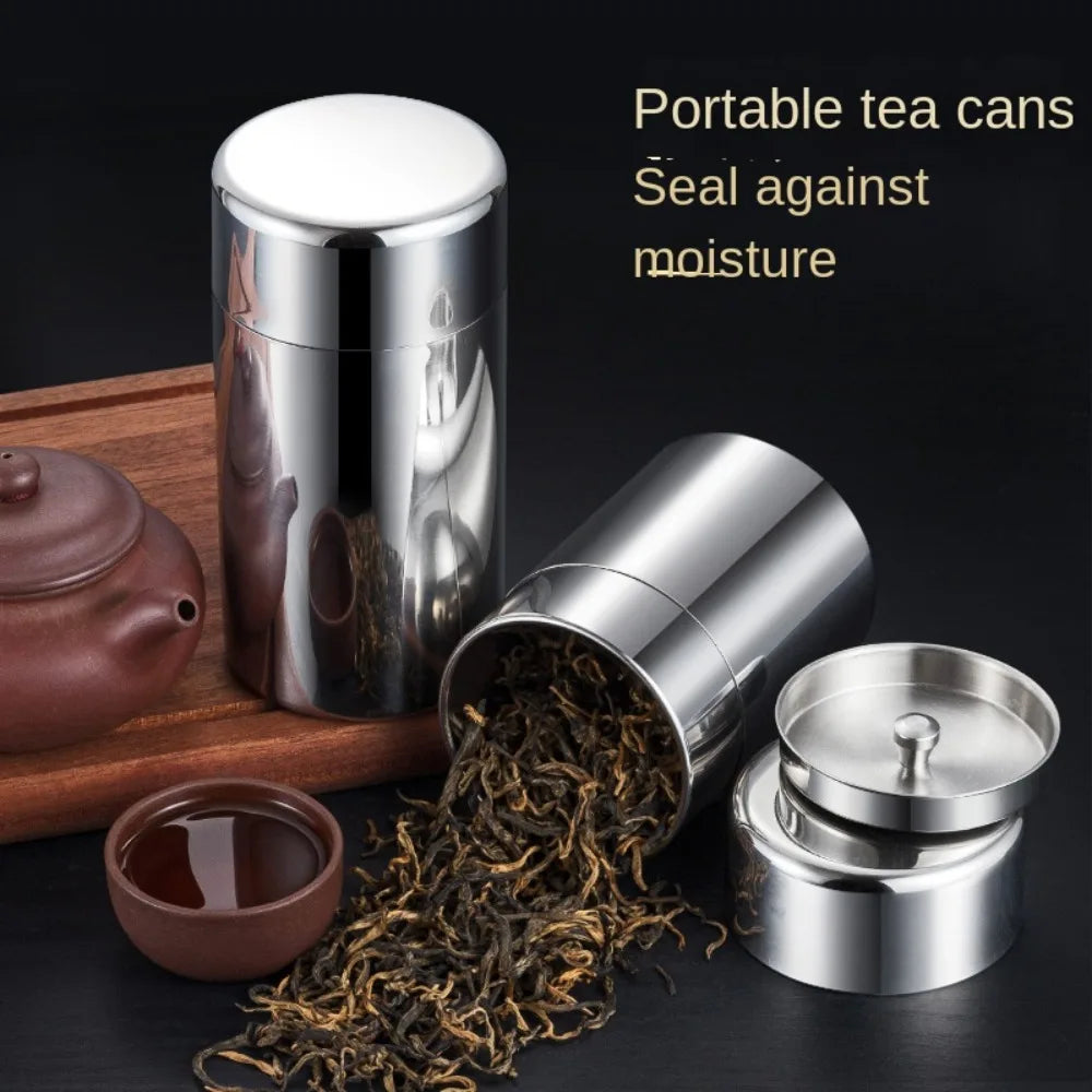 400ml Stainless Steel Tea Storage Canister Airtight Moisture Proof Coffee Tea Container – Silver