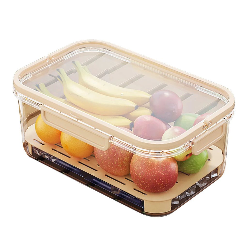 Portable Food Storage Container Airtight Freshness Box with Drain Plate and Carry Handle – Yellow
