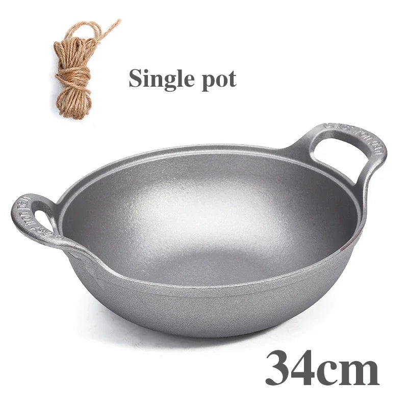 Chef Pan 34cm Cast Iron Flat Bottom Deep Frying Cookware