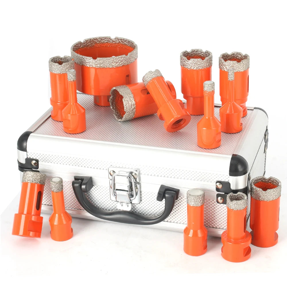 M14 Diamond Dry Core Drill Bit Set for Tiles, Granite, Marble and Masonry Holes - 12 Pcs
