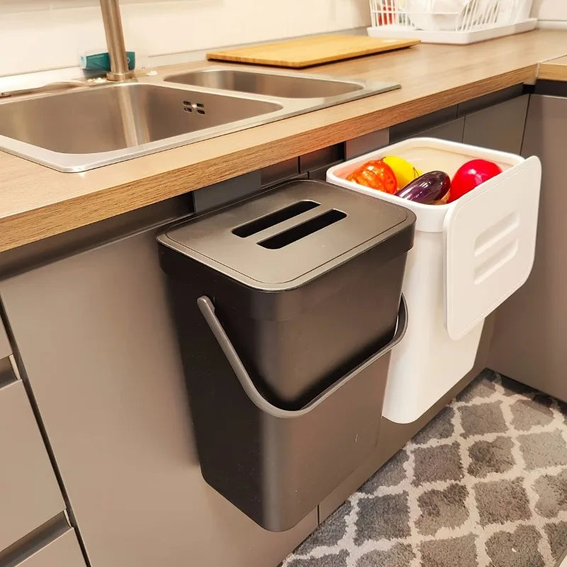 Rubbish Bin 5L Quiet Close Lid Small Rectangular Benchtop Waste Bin - Blue
