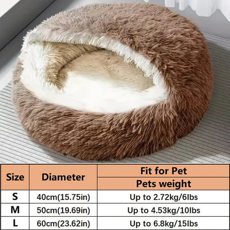 Cat Bed 50 cm Plush Semi-Enclosed Warm Pet Nest for Cats and Small Dogs - Khaki