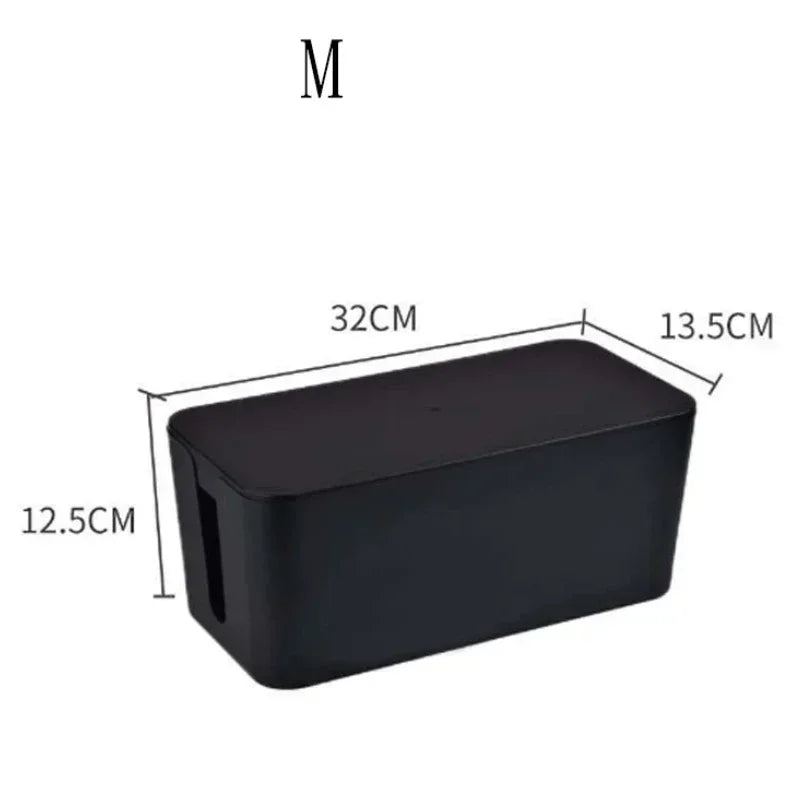 Desktop Cable Storage Box Power Strip Organizer – Black