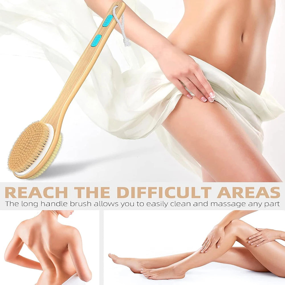 Shower Brush Dual Sided Long Handle Body Back Scrubber