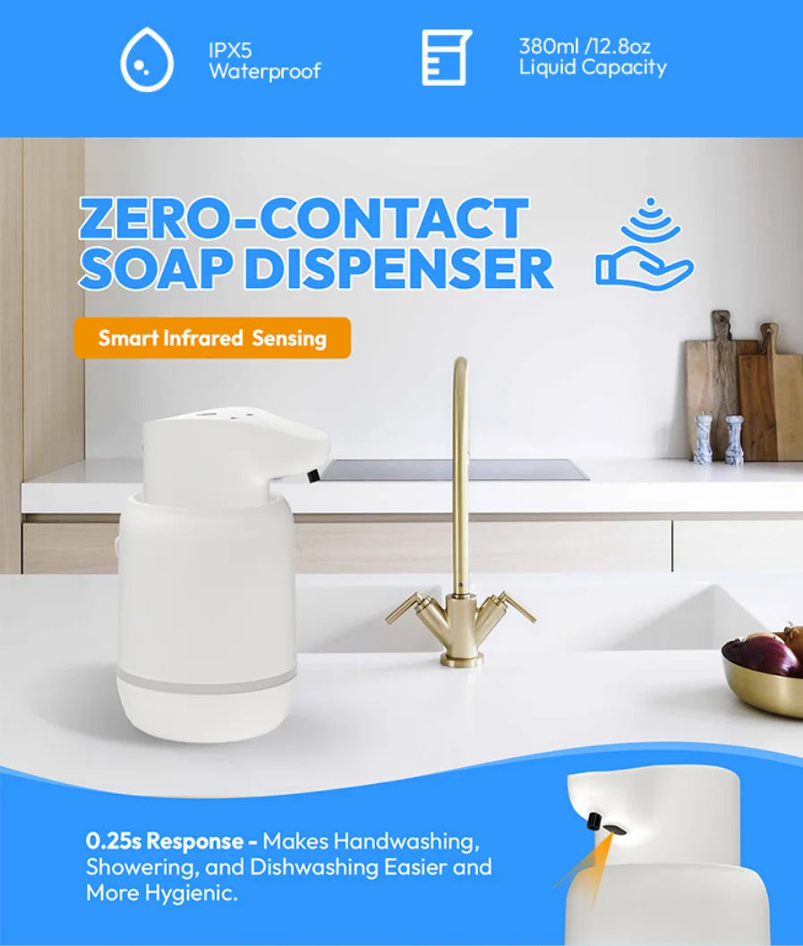 Automatic Touchless Foaming Soap Dispenser USB Rechargeable 4-Level Adjustable Foam Dispenser – Black
