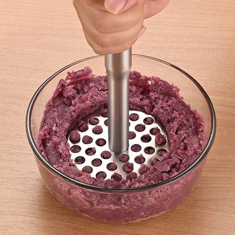 304 Stainless Steel Potato Masher Heavy Duty Vegetable and Fruit Masher Kitchen Food Crusher – Small