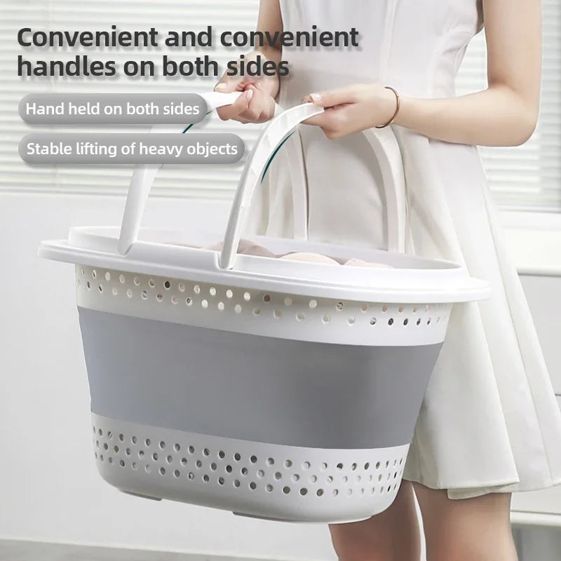 Laundry Basket Foldable Plastic Clothes Hamper Space Saving Storage Container