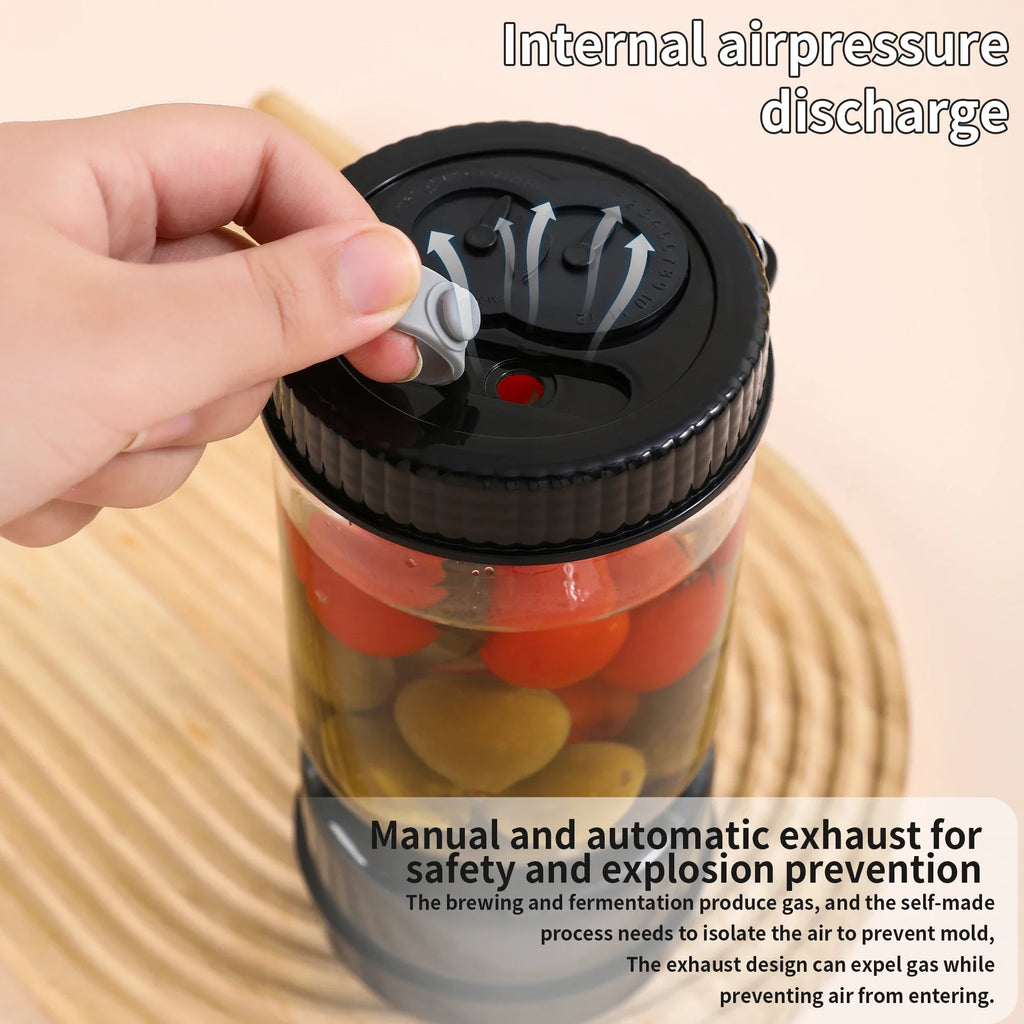 Olive and Pickle Jar Glass Hourglass Strainer with Flip Lid and 2 Forks - Black