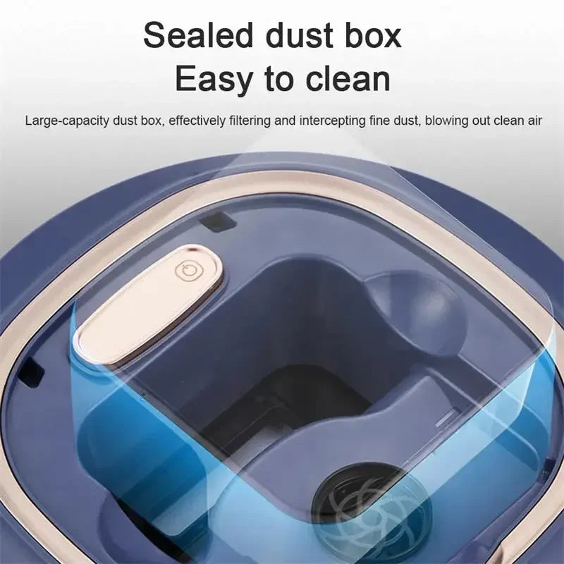 Robot Vacuum Cleaner 1200Pa USB Rechargeable Wet and Dry Floor Sweeper 90Min Runtime - Blue