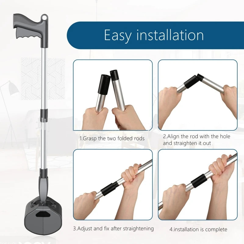 80cm Foldable Dog Pooper Scooper Long Handle Pet Waste Picker Portable Poop Grabber Cleaning Tool