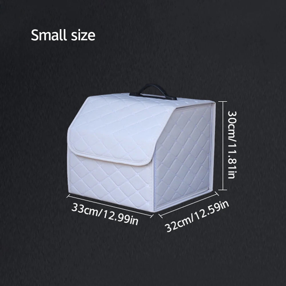 Car Trunk Organizer Box 33cm Foldable Waterproof PU Leather Storage Case Large Capacity