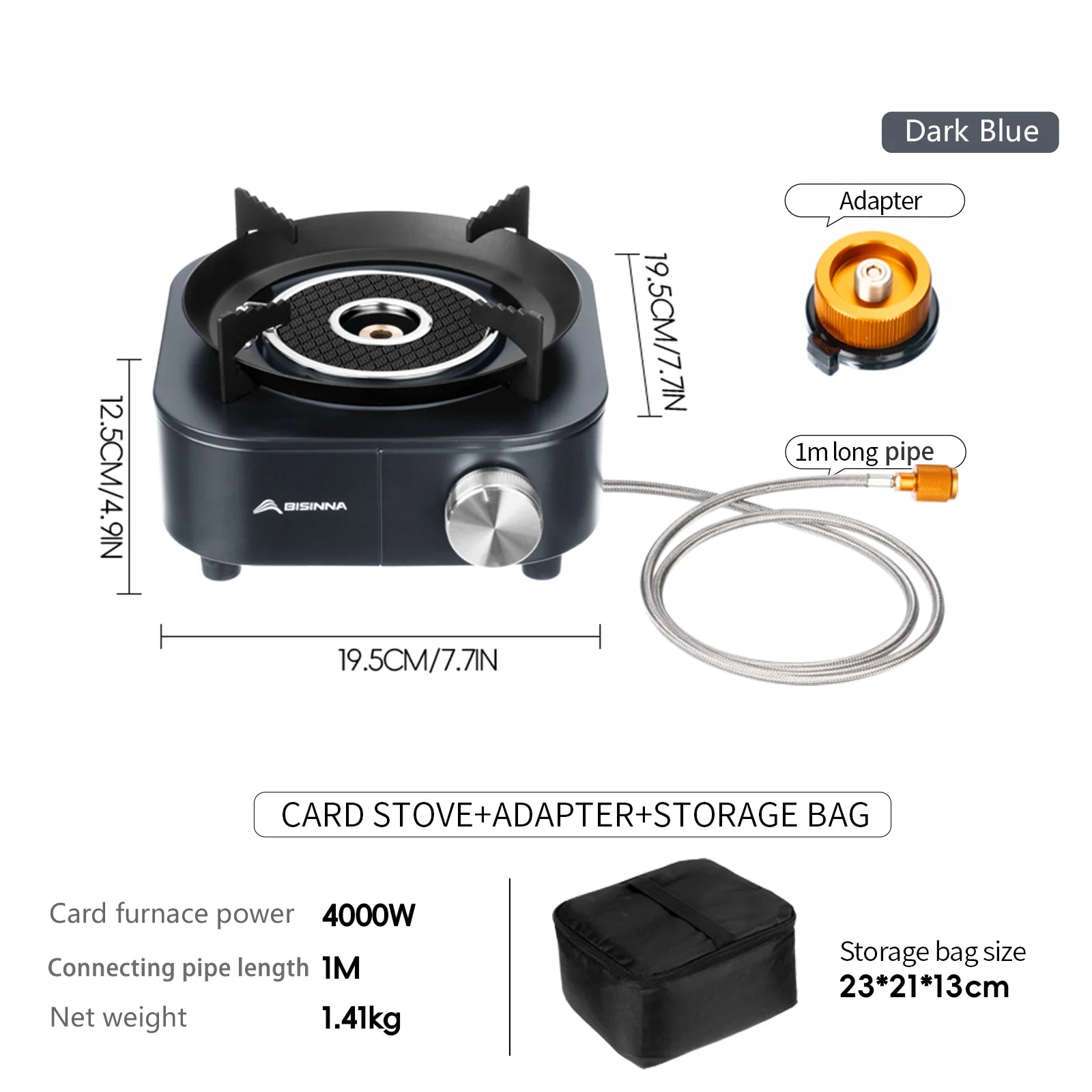 Camping Cooking Stove 4000W Infrared Burner Split Type Portable Outdoor Furnace – Dark Blue