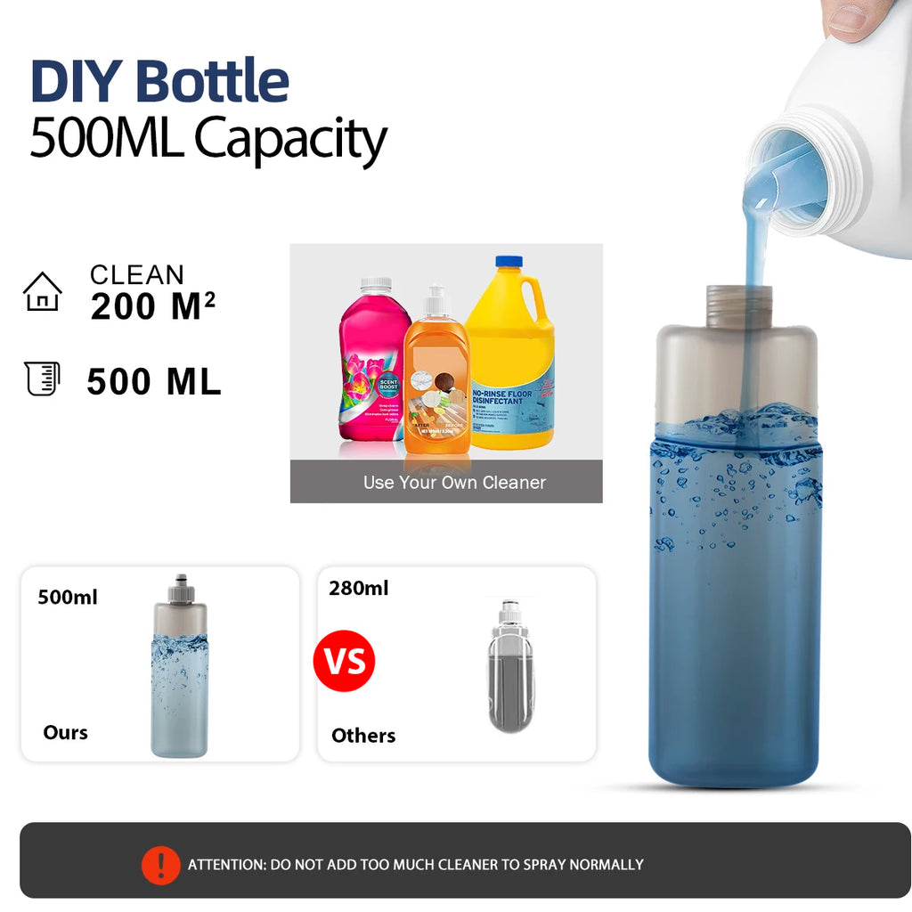 Spray Mop with 500ml Bottle Microfiber Floor Cleaner with 2 Pads Wet Dry Use Black
