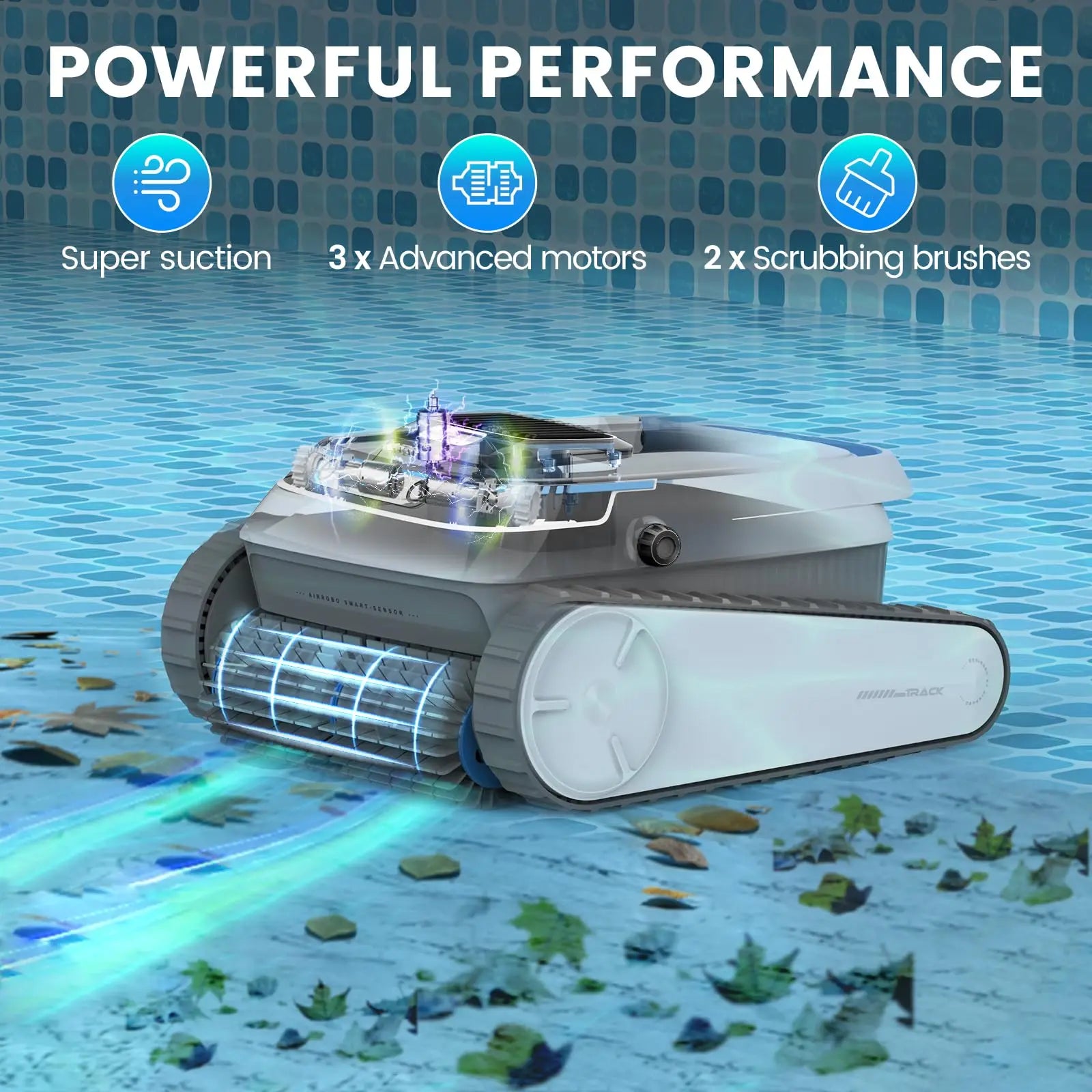 Pool Vacuum Robot 5200mAh Cordless Automatic Cleaner with Smart Navigation and Wall Climbing - White