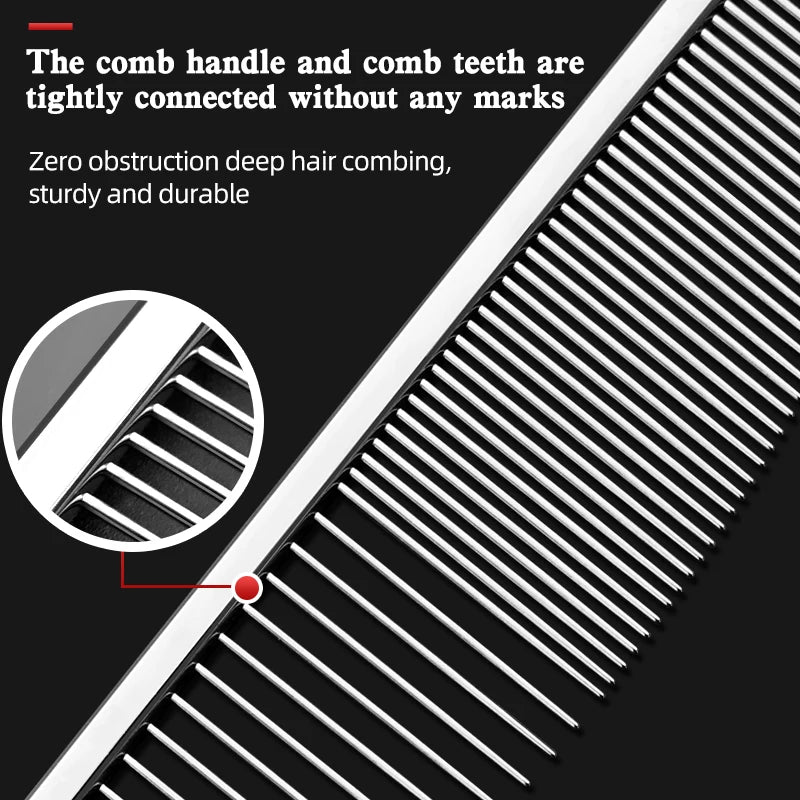 Pet Grooming Comb Fine Tooth Crescent Facial Hair Detangling Brush for Dogs and Cats - Silver