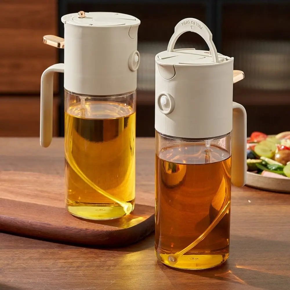 580ml 2 in 1 Glass Oil Sprayer and Pourer Refillable Leakproof Cooking Oil Dispenser Bottle – White
