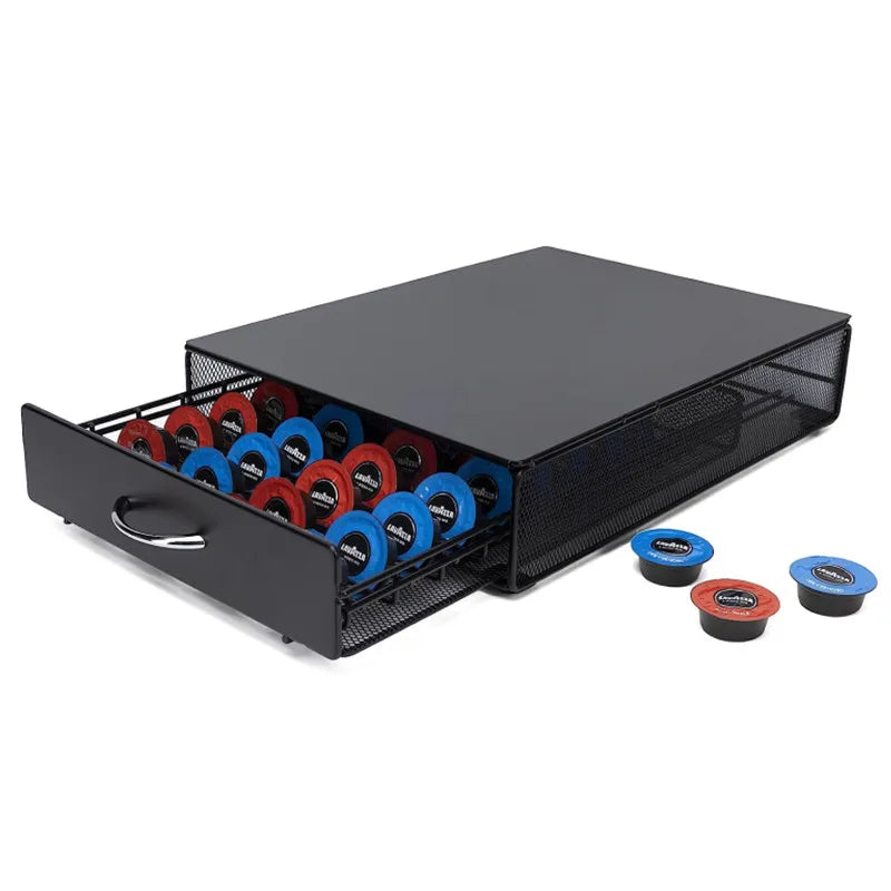Coffee Capsule Holder Drawer 40 Pod Metal Storage Rack 39cm – Black