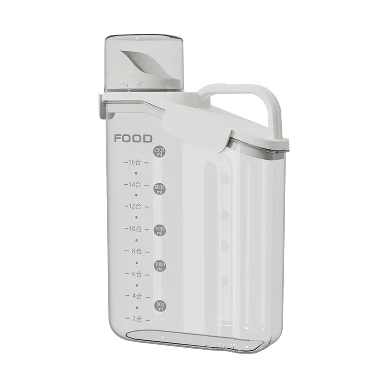Airtight Food Storage Container 2000 mL Pour Spout and Measuring Cup - White