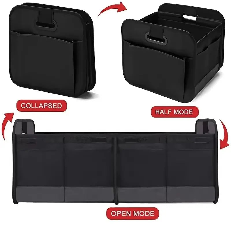 Collapsible Car Trunk Storage Organizer 60cm 3 Compartment Oxford Fabric SUV - Grey
