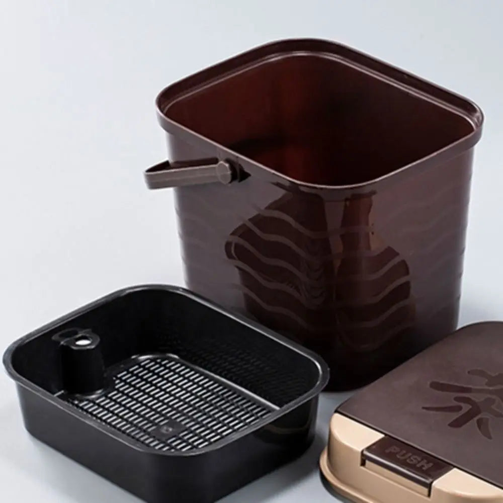 10L Tea Residue Waste Bucket Leak-Proof Kitchen Compost Bin with Removable Inner Container – Brown