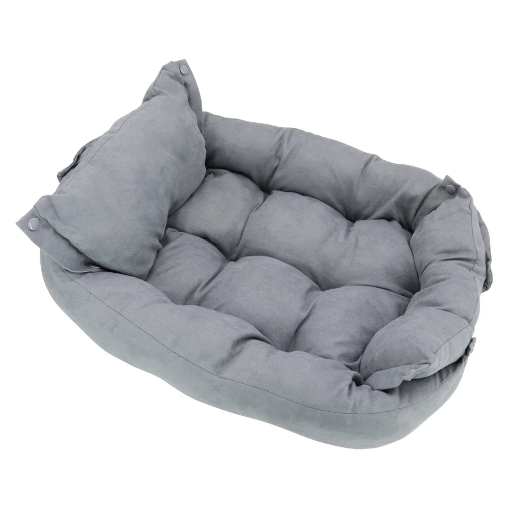 Portable Cotton Pet Sofa Bed Washable Multi Function Pet Cushion - Blue