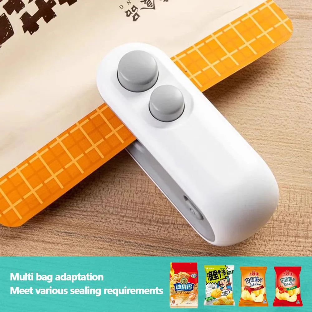 Mini Bag Sealer and Cutter 2 in 1 USB Rechargeable Handheld Heat Sealer - White