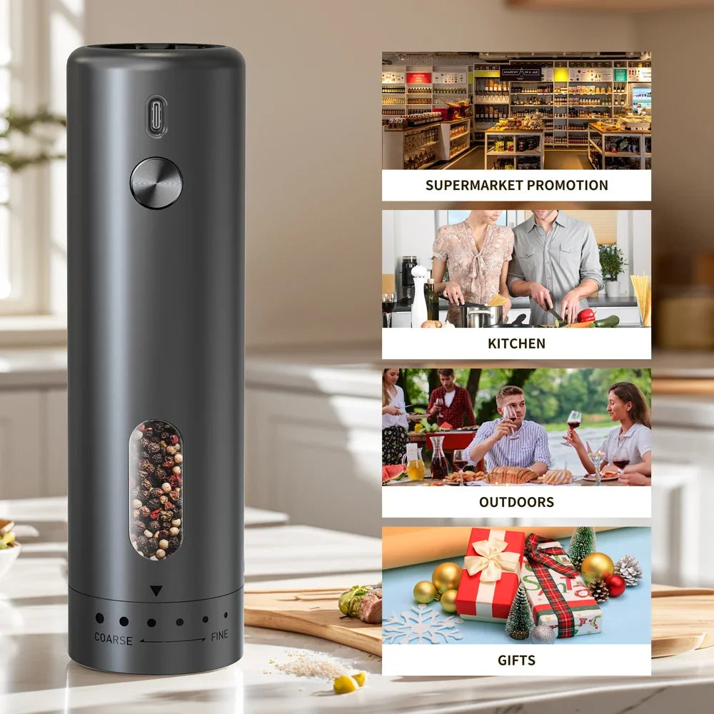 Electric Pepper Mill USB Rechargeable Adjustable Coarseness Automatic Salt and Pepper Dispenser