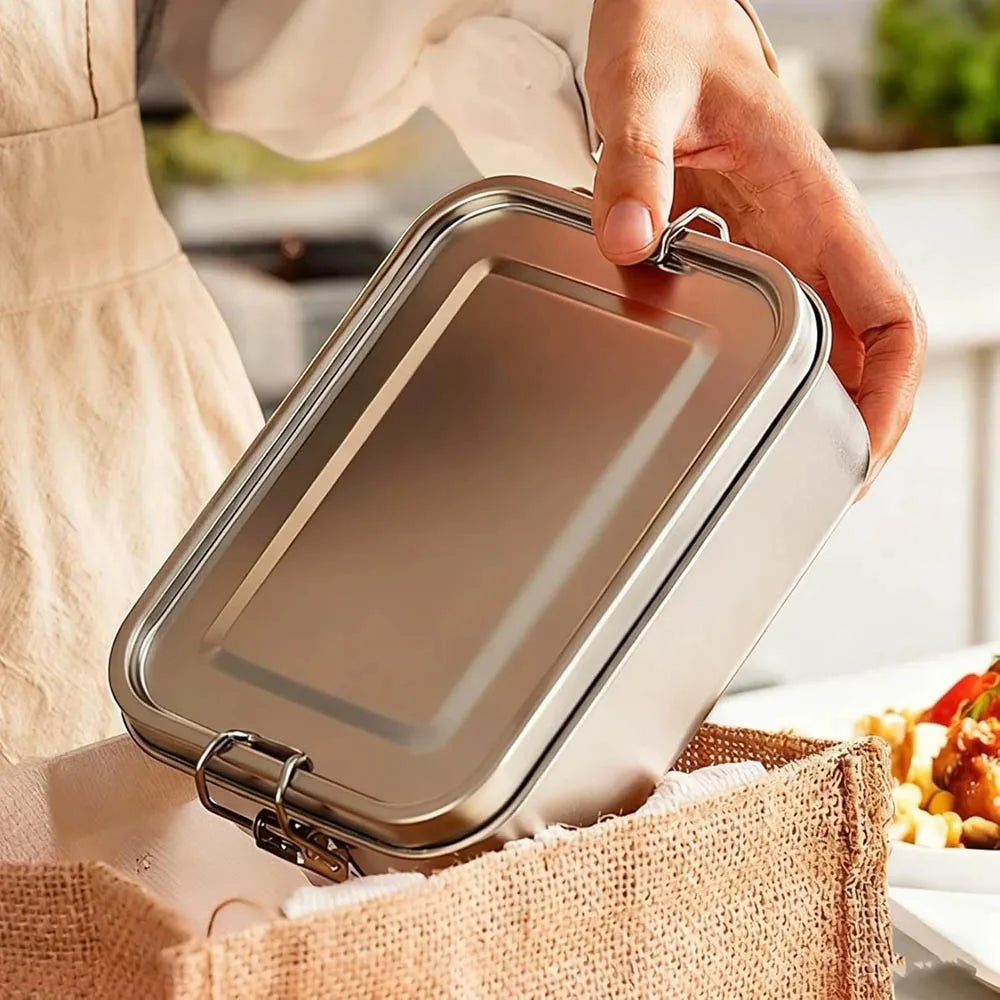 304 Stainless Steel Bento Lunch Box 550ml Leak Resistant Food Storage Container with Locking Clips