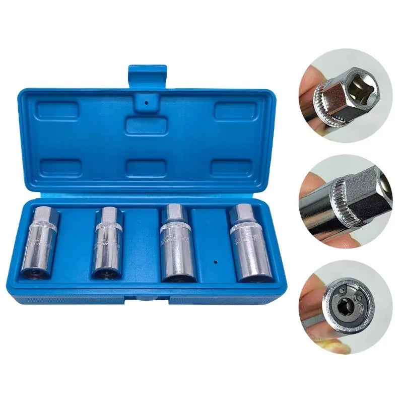 Stud Extractor Set Portable Heavy Duty 4 Piece Broken Bolt Removal Socket Kit 6mm 8mm 10mm 12mm