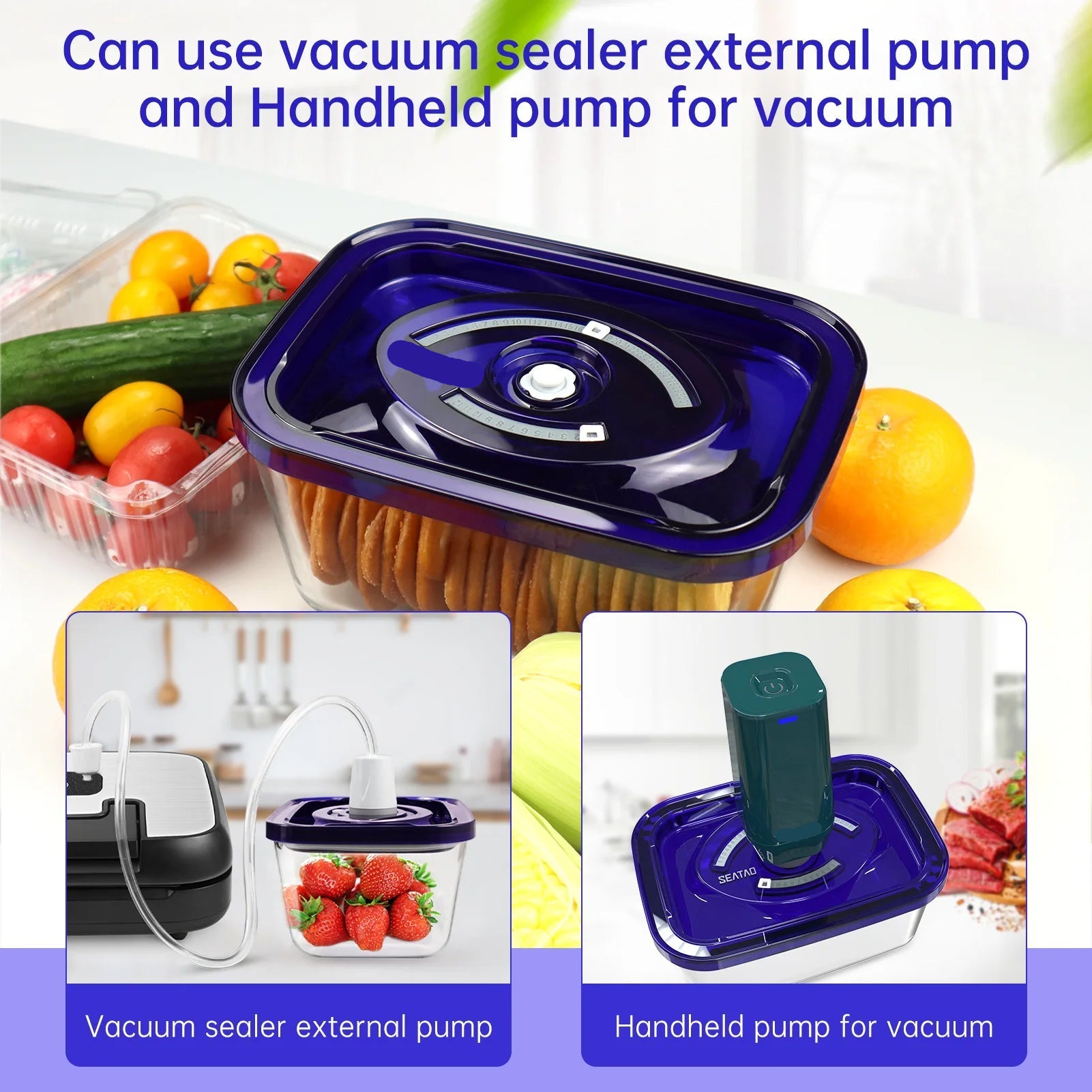 Handheld Vacuum Food Sealer with USB Rechargeable Pump and Reusable Sous-Vide Bags - Set 2