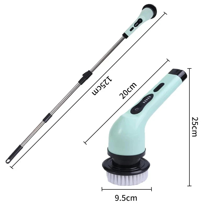 Portable Rechargeable Electric Spin Cleaning Brush 9-in-1 Multi Surface Scrubber with LED Display