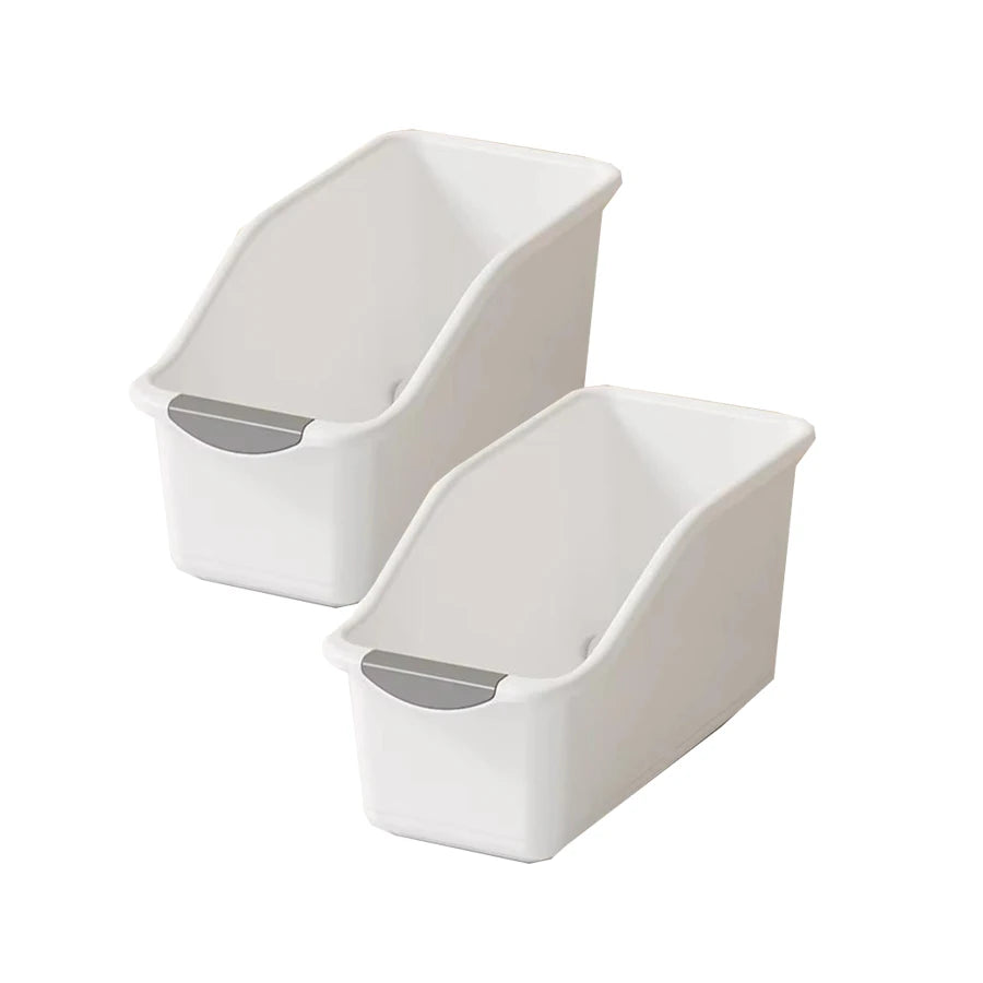 2 Pack Under Sink Storage Organiser Bins with Wheels Pull-Out Plastic Cabinet Basket – White