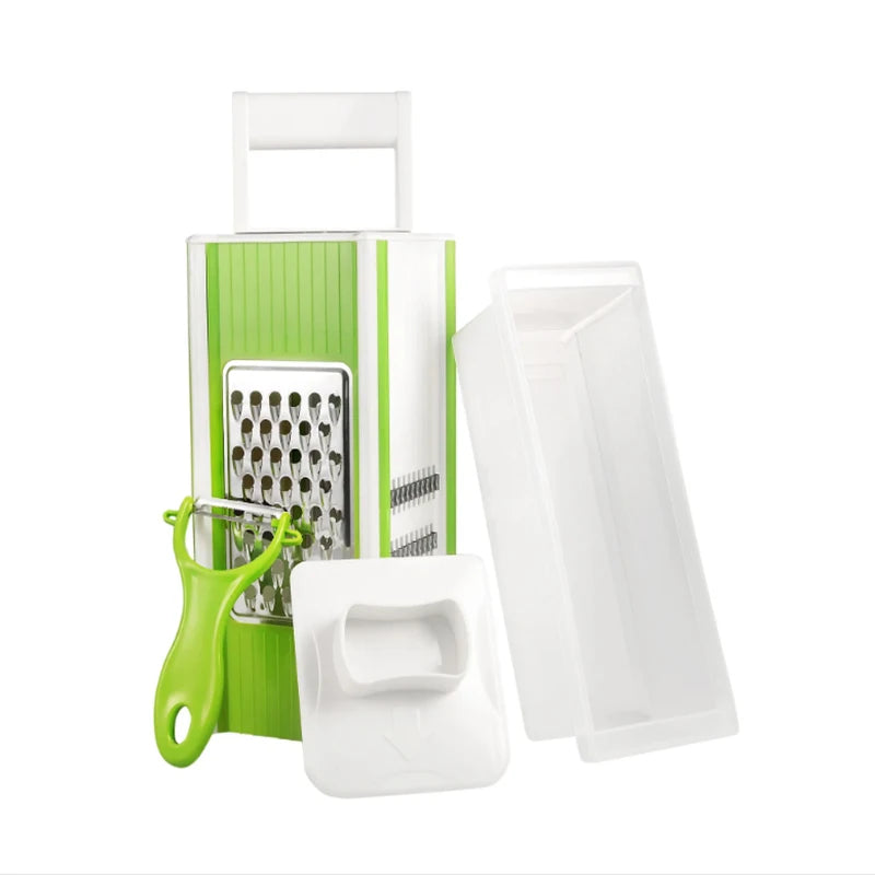 Vegetable Grater 5 in 1 Stainless Steel Manual Slicer Dicer Shredder with Storage Container