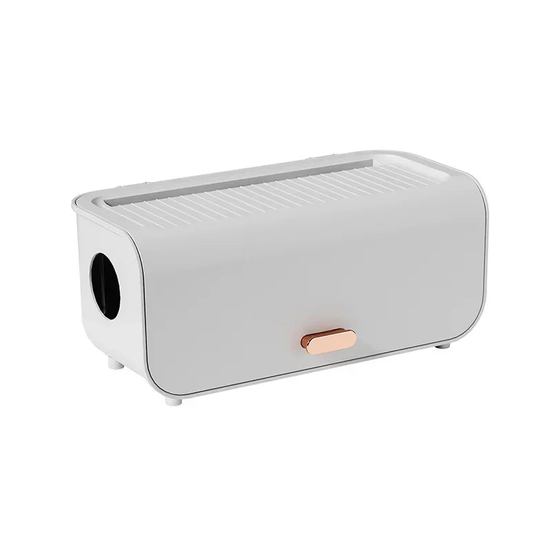 Cable Storage Box 30.7cm Dustproof Wire Organiser Reusable Desktop Power Line Case - White