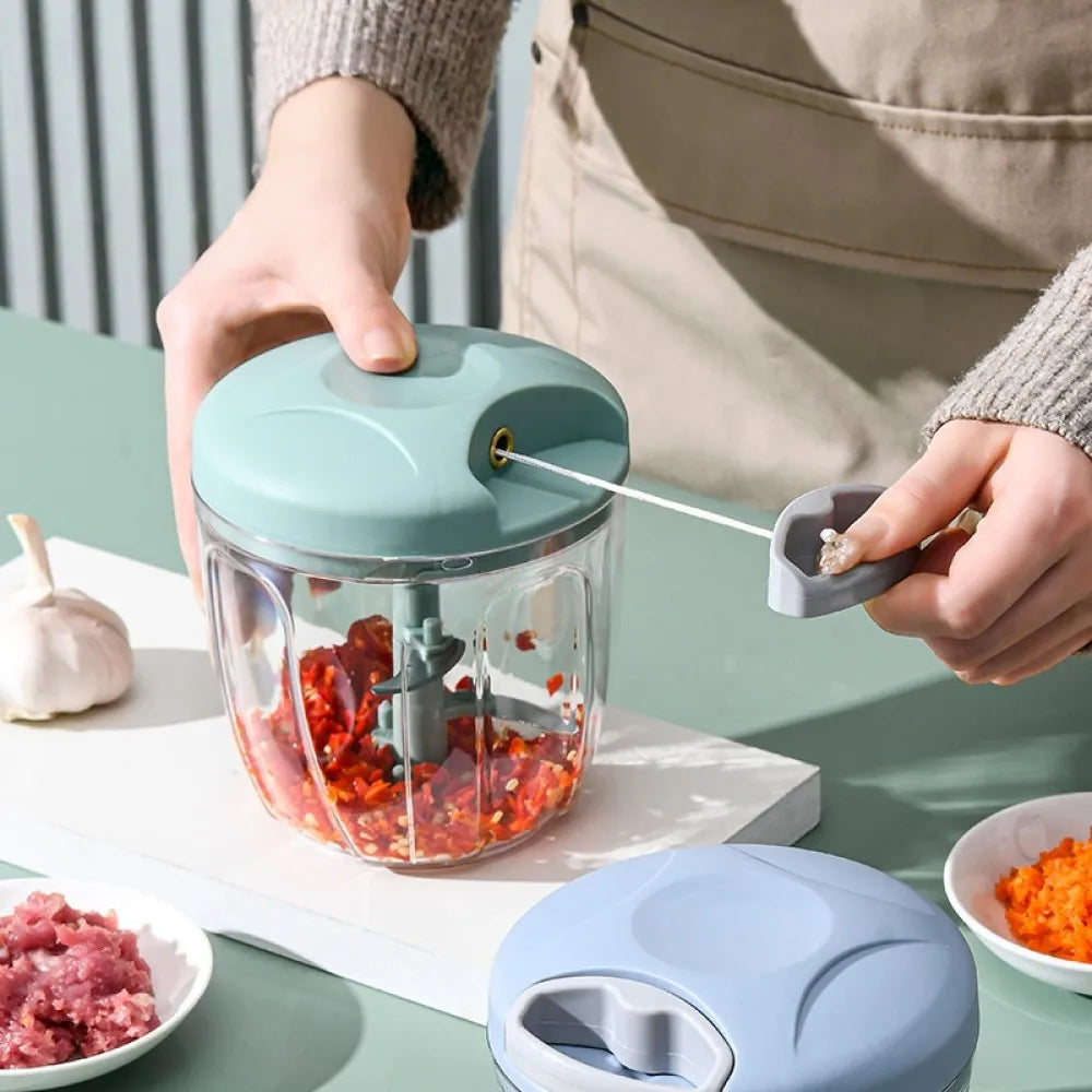 Manual Meat Mincer 900mL Hand Pull Food Chopper Garlic Vegetable Onion Grinder – Pink