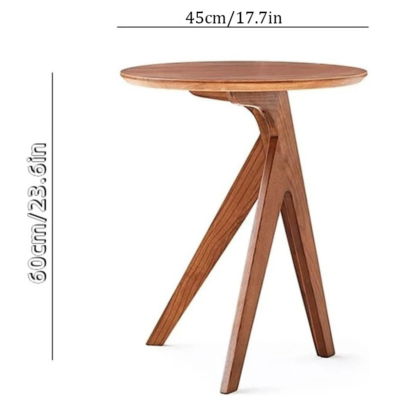 Side Table 45cm Solid Wood Round Small Coffee End Unit Tri-Leg Support – Burly Wood