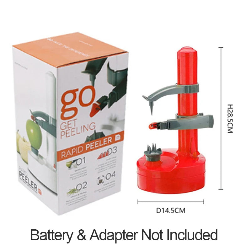 Electric Apple Peeler 28.5cm Automatic Fruit Vegetable Peeler Cutter Slicer - Red