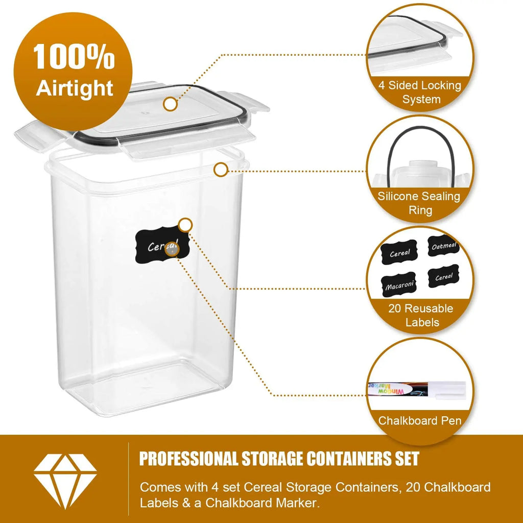 7-Piece Airtight Food Storage Container Set with Multiple Sizes and Label Stickers