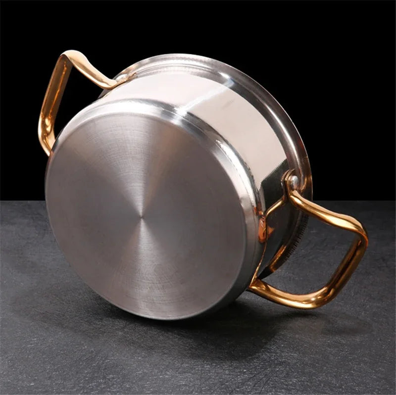 Hot Pot Set 20cm Stainless Steel Soup Pot with Heating Stove and Glass Lid