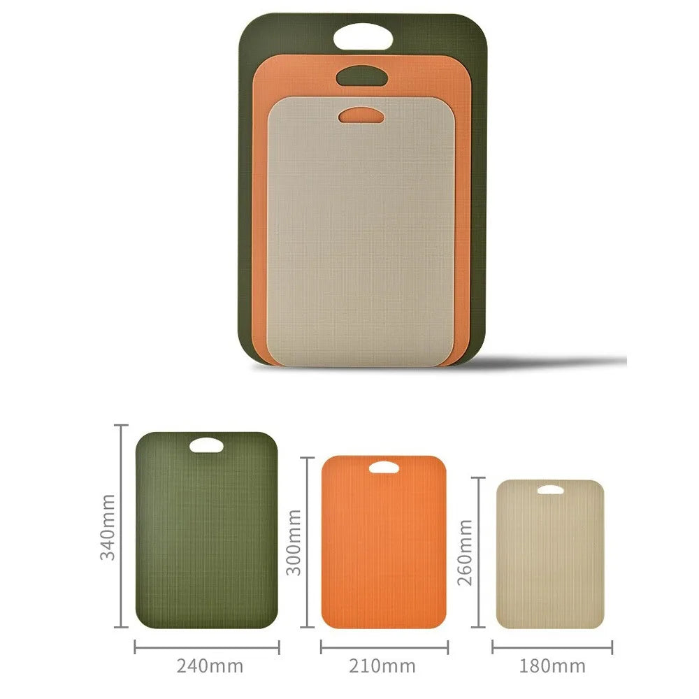 3 Piece Flexible Cutting Board Set Colour Coded Plastic Chopping Mats for Meat Vegetables Fruits and Food Preparation