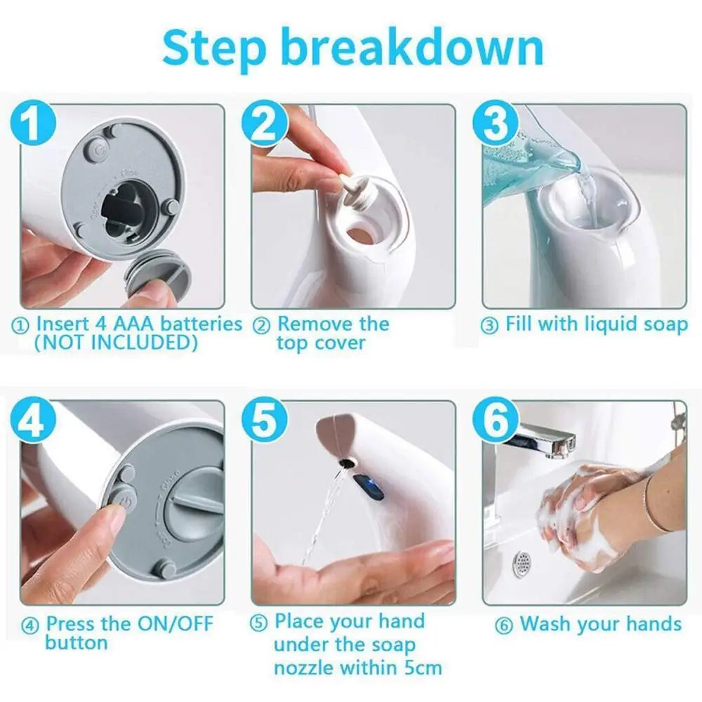 400ml Automatic Soap Dispenser Touchless Infrared Sensor Hands Free Liquid Sanitiser Dispenser – White