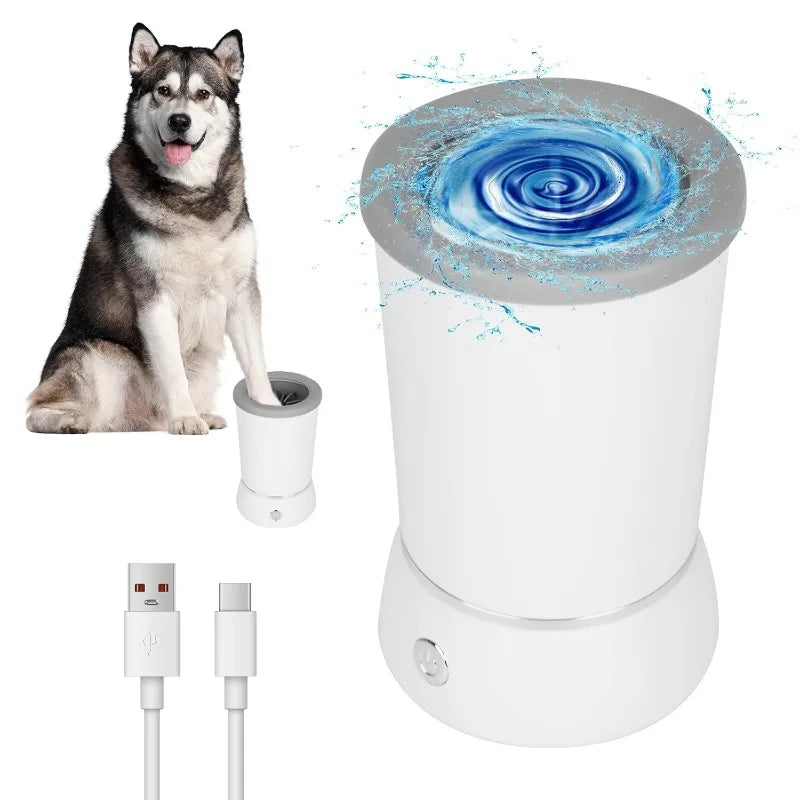 Dog Paw Cleaner 17 cm USB Rechargeable Automatic Washer with 2 Speeds and Removable Brush - Blue