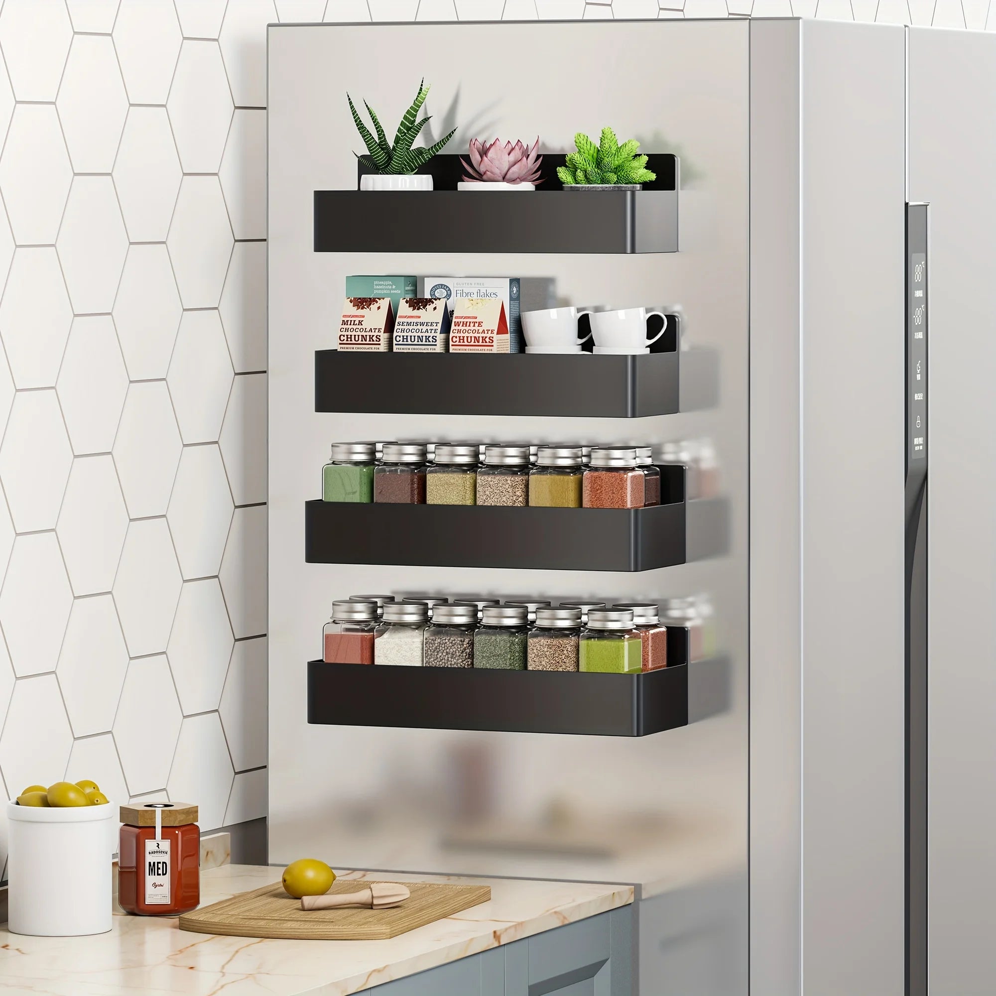 Wall Shelf 2 Piece No Drill Wall Mounted Storage Rack Space Saving Organiser Shelf