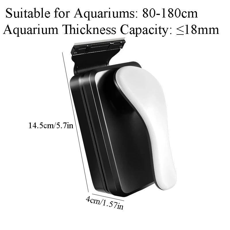 Aquarium Glass Cleaner 14.5cm Floating Scraper Brush for 80-180cm Fish Tank Cleaning Tool