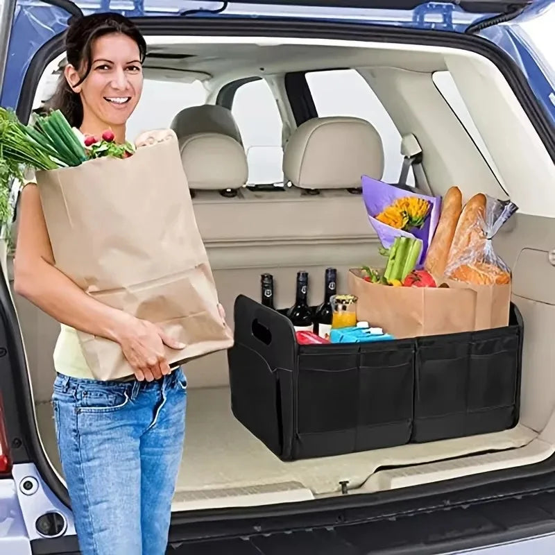 Collapsible Car Trunk Storage Organizer 60cm 3 Compartment Oxford Fabric SUV - Blue