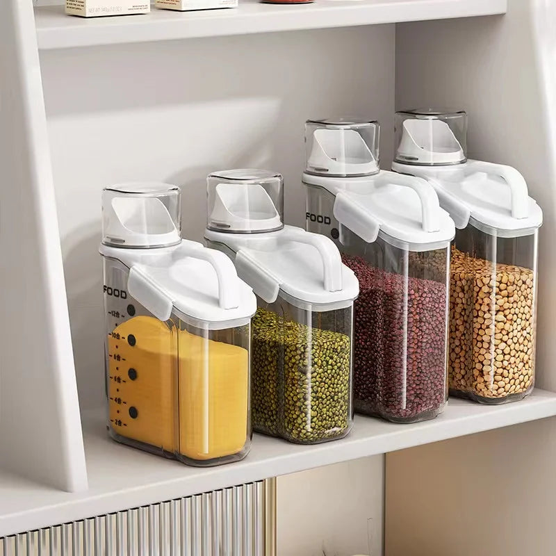 Airtight Food Storage Container 2000 mL Pour Spout and Measuring Cup - White